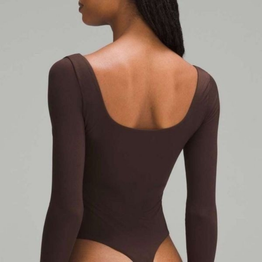 Lululemon Nulu Square Neck Long Sleeve Bodysuit Thong Cut NWT Size Large (FRPR) - Picture 2 of 16